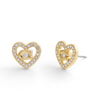 37506209GLD-Pave Heart Stud Earrings-Crystal