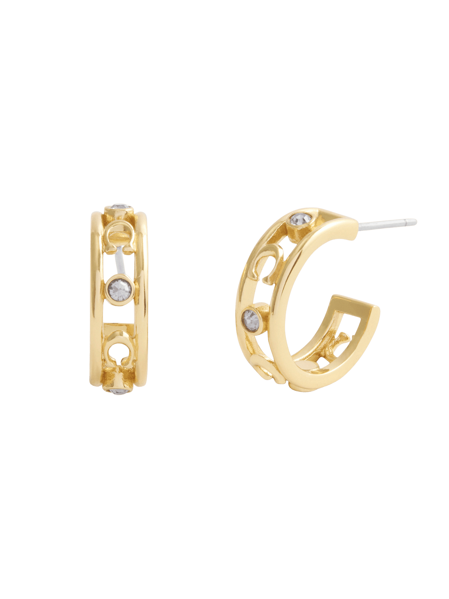 37506215GLD-Signature C Open Hoop Earrings-Shiny Gold