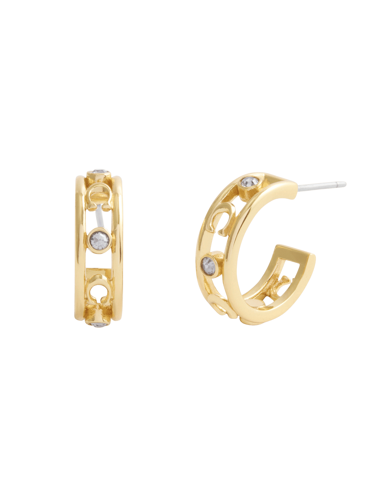 37506215GLD-Signature C Open Hoop Earrings-Shiny Gold