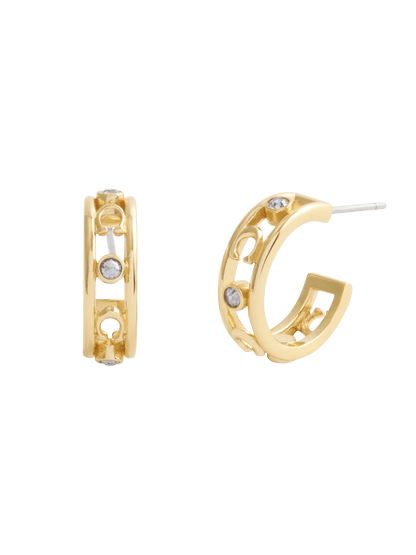 37506215GLD-Signature C Open Hoop Earrings-Shiny Gold