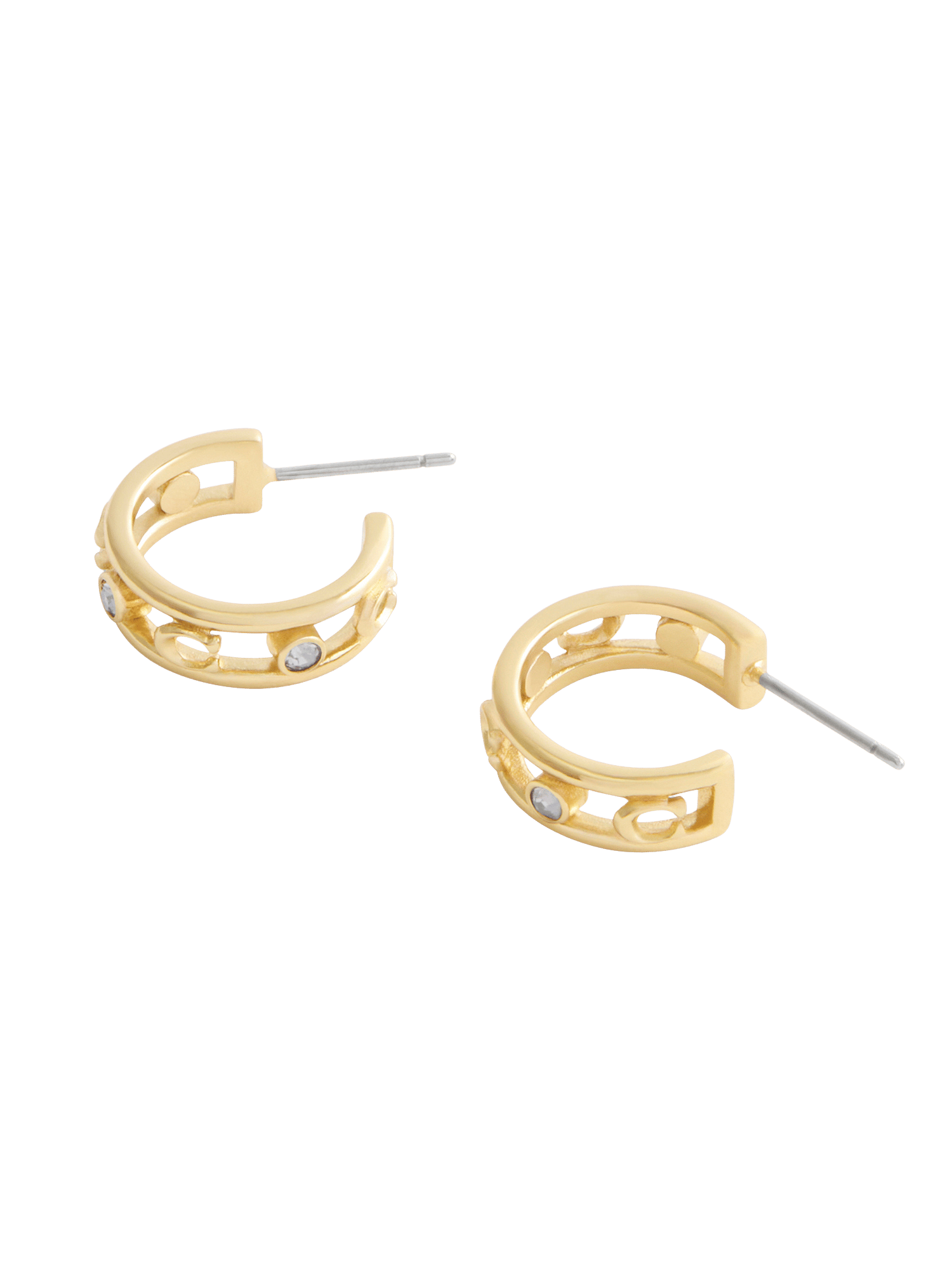 37506215GLD-Signature C Open Hoop Earrings-Shiny Gold