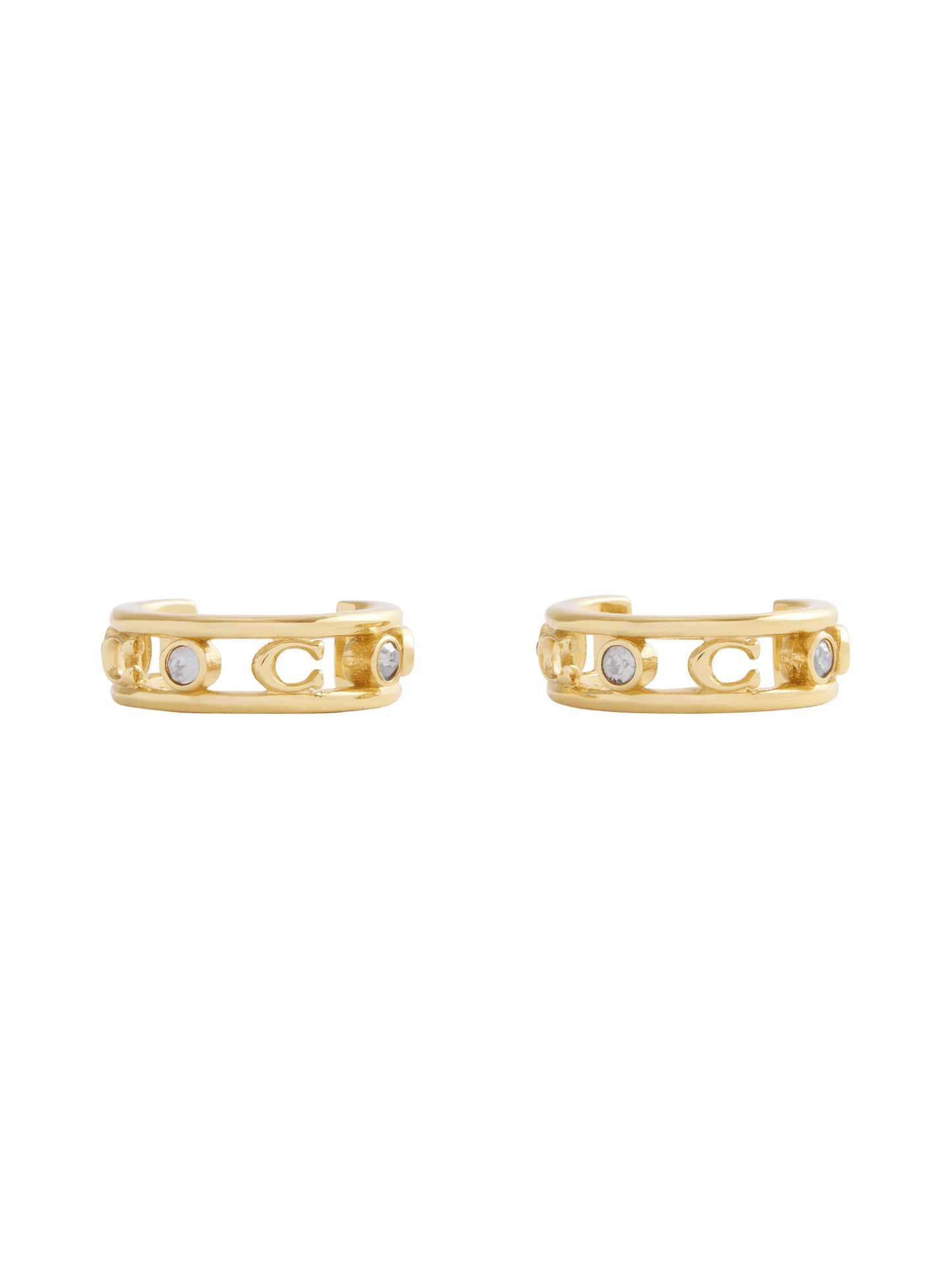 37506215GLD-Signature C Open Hoop Earrings-Shiny Gold