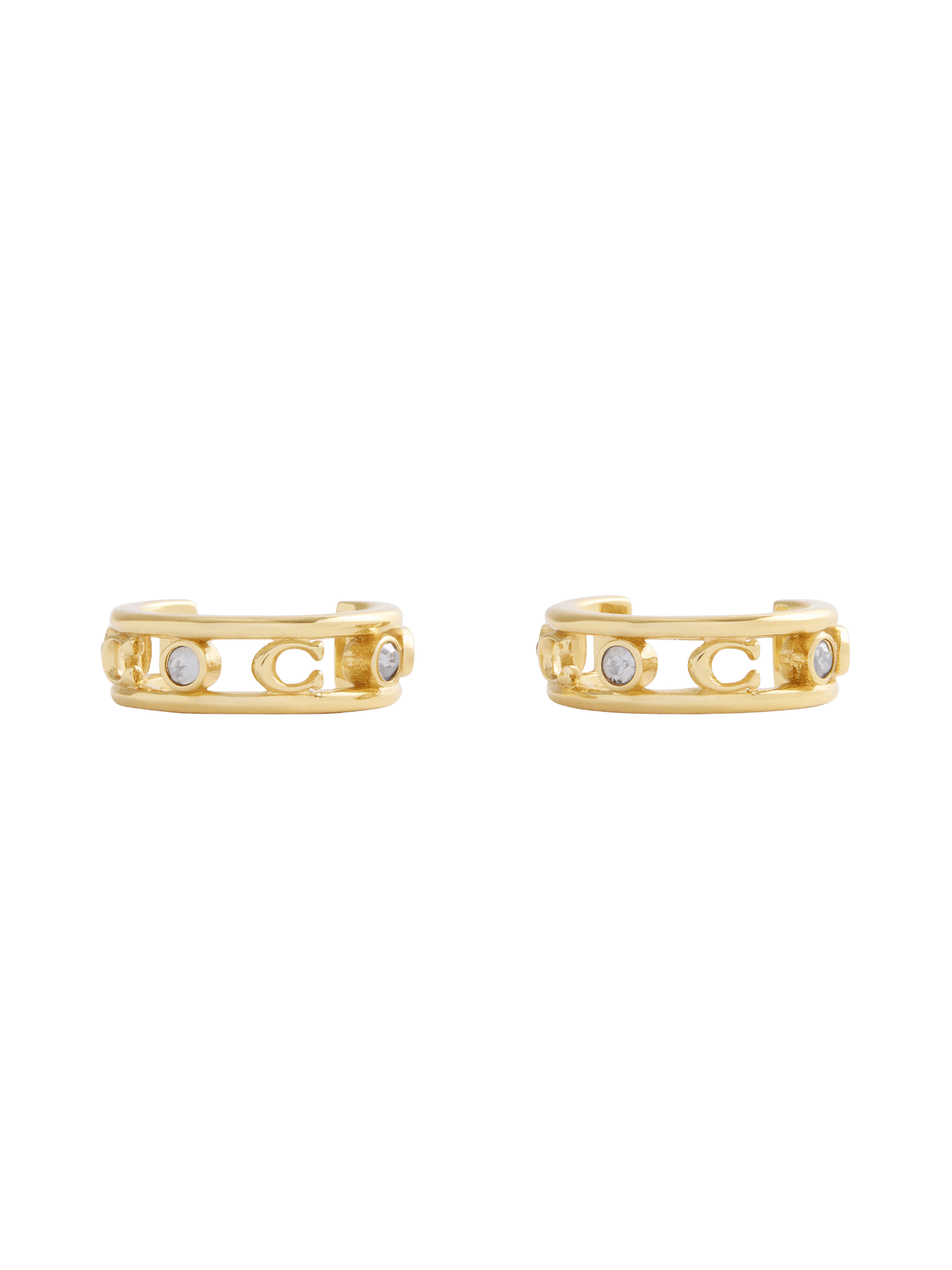 37506215GLD-Signature C Open Hoop Earrings-Shiny Gold