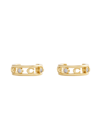 37506215GLD-Signature C Open Hoop Earrings-Shiny Gold