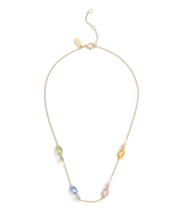 قلادة بتصميم خيط مزينة بشعار كوتش C مرصع بالكريستال