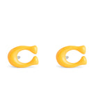 37506222GLD-Enamel C Stud Earrings-Yellow