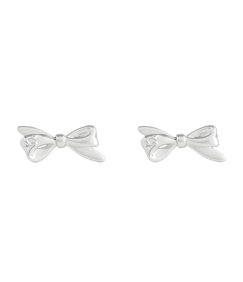 37506231RHO-Bow Stud Earrings-Rhodium