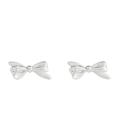 37506231RHO-Bow Stud Earrings-Rhodium