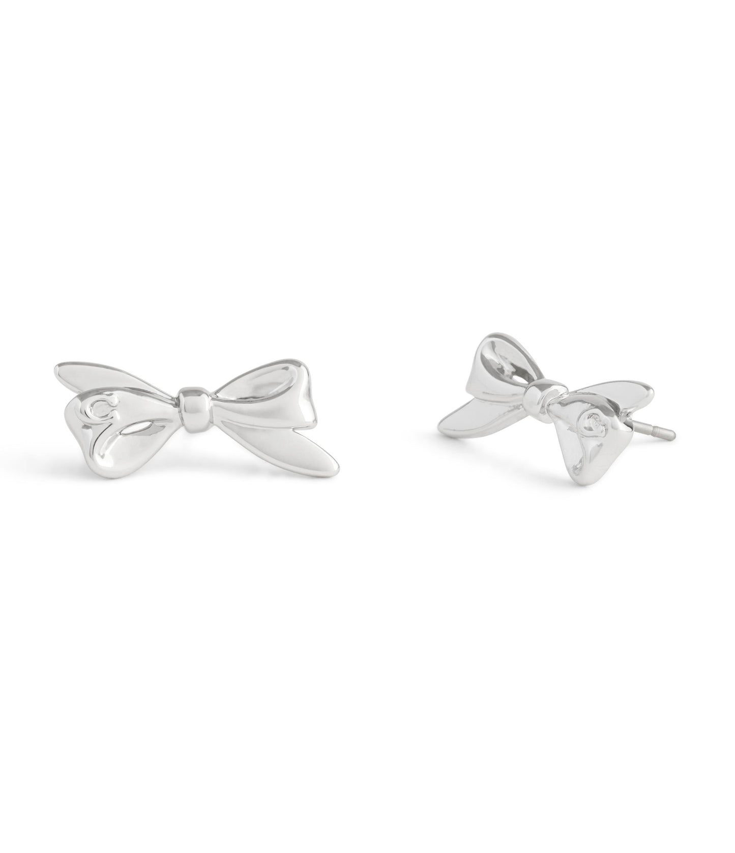 37506231RHO-Bow Stud Earrings-Rhodium