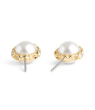 37506233GLD-Vintage Charms Signature Pearl Stud Earrings-Pearl