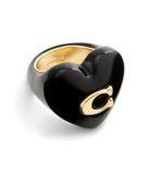 37506239GLD-Vintage Charms Signature C Heart Cocktail Ring-Black