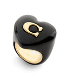 37506239GLD-Vintage Charms Signature C Heart Cocktail Ring-Black