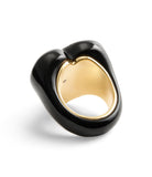 37506239GLD-Vintage Charms Signature C Heart Cocktail Ring-Black