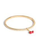 37511269GLD-Cherry Cluster Charm Bangle Bracelet-Red