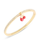 37511269GLD-Cherry Cluster Charm Bangle Bracelet-Red