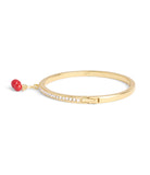 37511269GLD-Cherry Cluster Charm Bangle Bracelet-Red