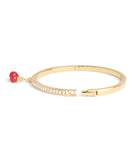 37511269GLD-Cherry Cluster Charm Bangle Bracelet-Red