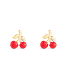 37511270GLD-VDAY Cherry Stud Earrings Box Set-Red