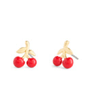 37511270GLD-VDAY Cherry Stud Earrings Box Set-Red