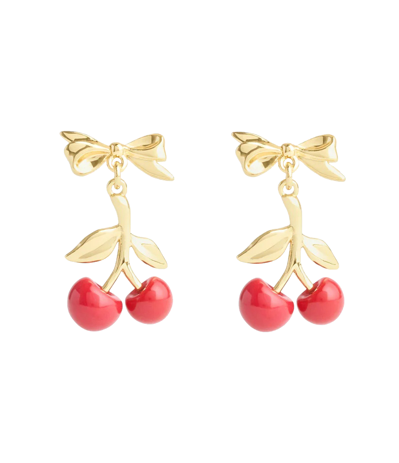 37511272GLD-VDAY Cherry Drop Earrings Box Set-Red