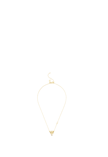 37515378GLD-Butterfly Stone Pendant Necklace-Shiny Gold