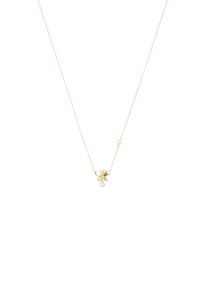 37515378GLD-Butterfly Stone Pendant Necklace-Shiny Gold