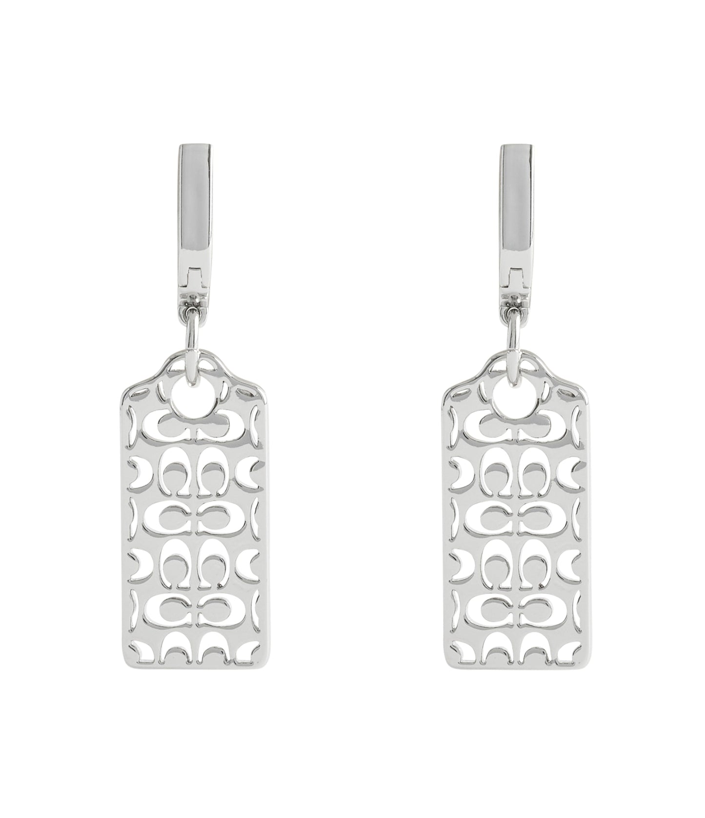 37517770RHO-Signature Quilted Cut Out Hangtag Drop Earrings-Rhodium