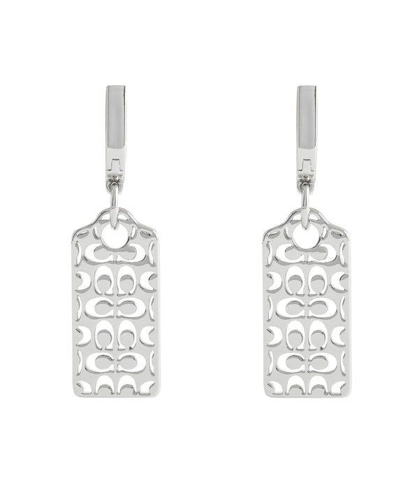 Signature Quilted Cut Out Hangtag Drop Earrings
