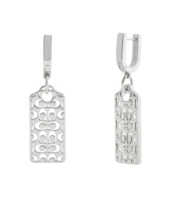 Signature Quilted Cut Out Hangtag Drop Earrings