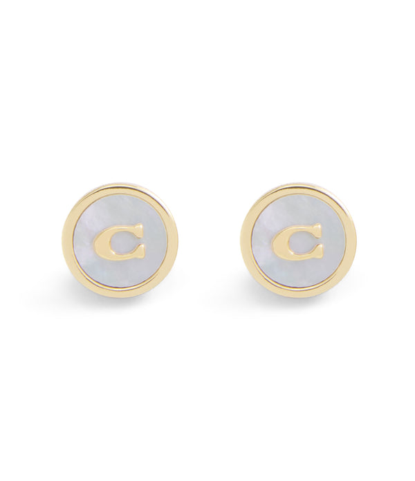 Earrings Mop Coin Stud
