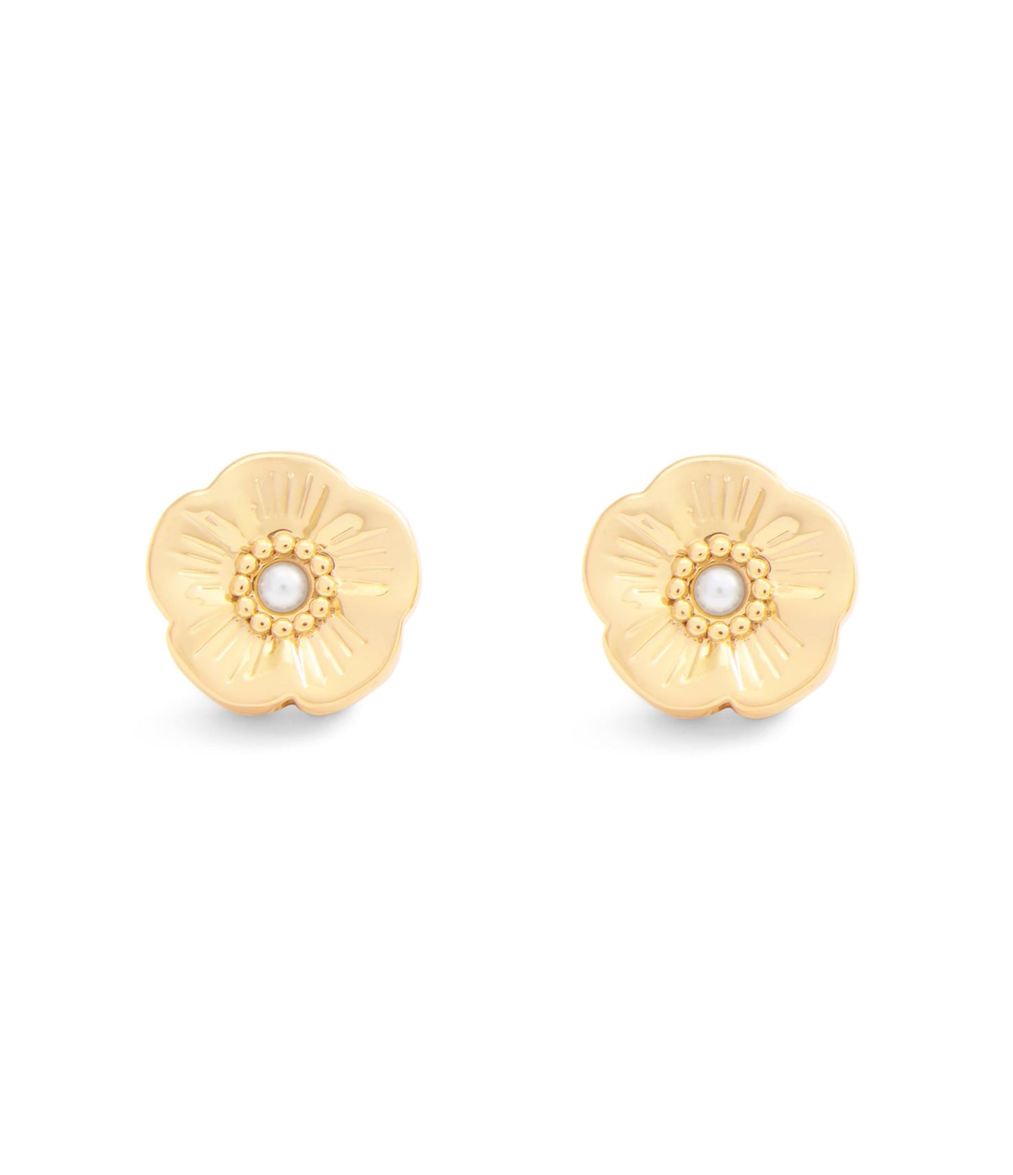37527562GLD-Signature Heritage Tea Rose Stud Earrings-Gold