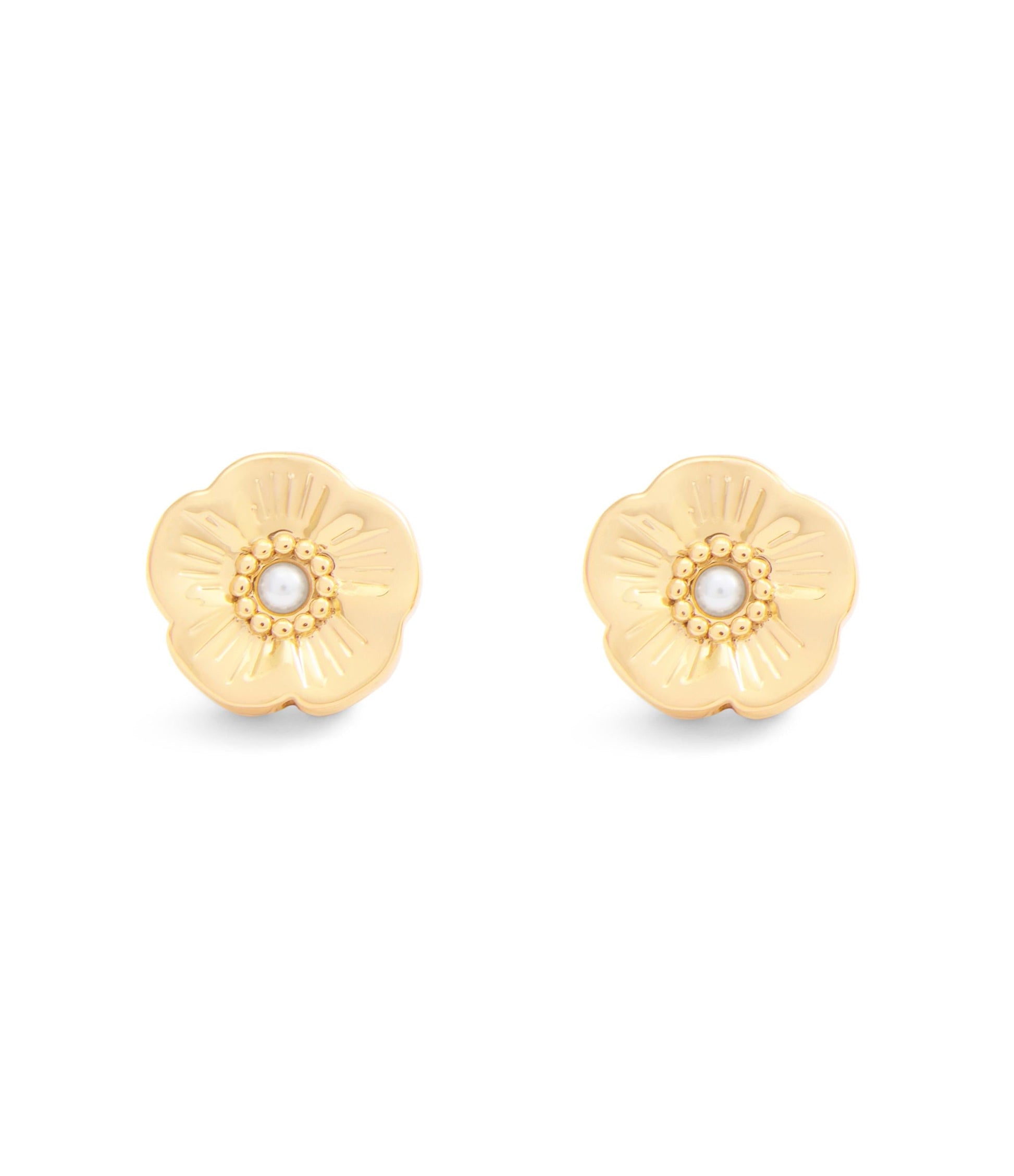 37527562GLD-Signature Heritage Tea Rose Stud Earrings-Gold