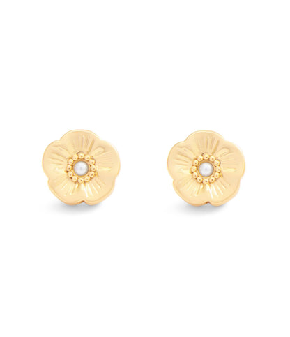 37527562GLD-Signature Heritage Tea Rose Stud Earrings-Gold