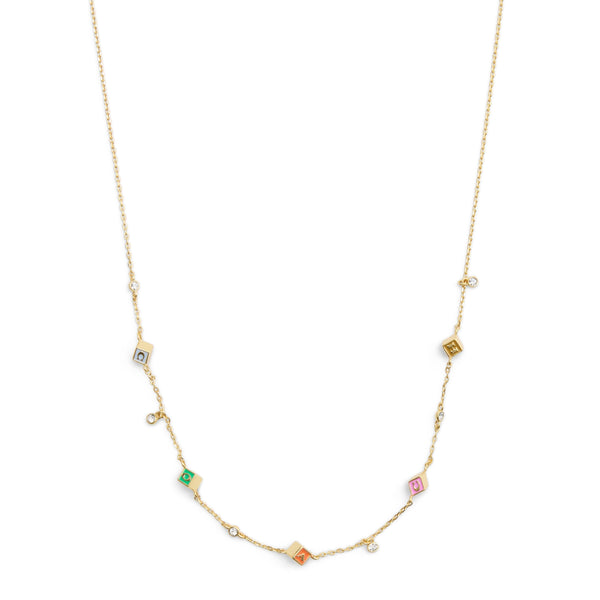 Signature Logo Enamel Cube Strand Necklace
