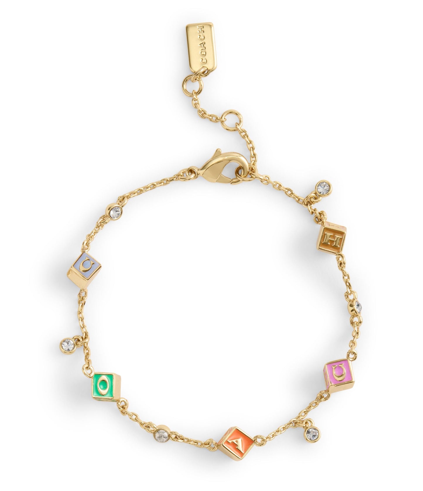 37527572GLD-Signature Logo Enamel Cube Strand Bracelet-Multi