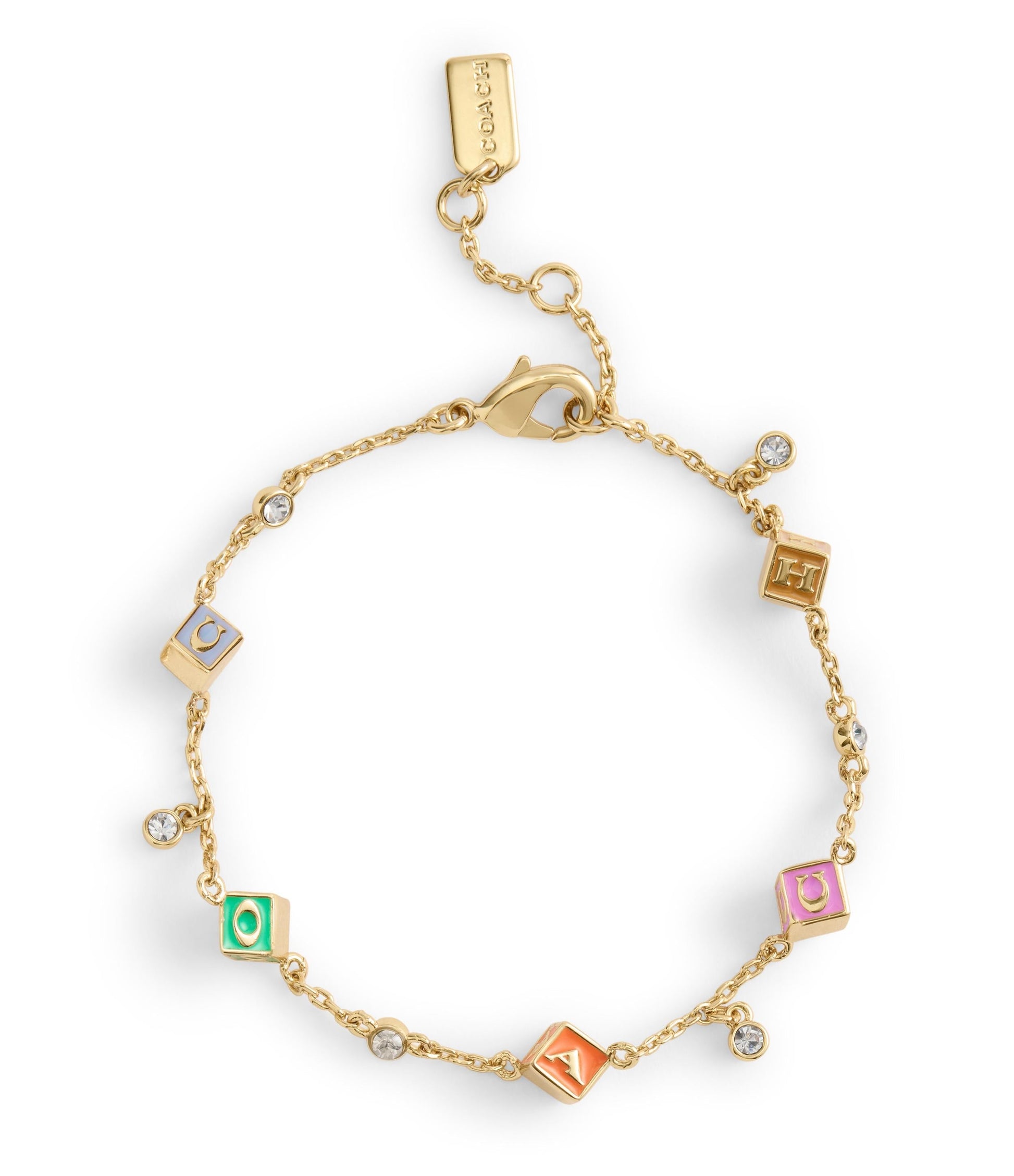 37527572GLD-Signature Logo Enamel Cube Strand Bracelet-Multi