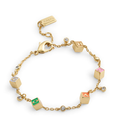 37527572GLD-Signature Logo Enamel Cube Strand Bracelet-Multi