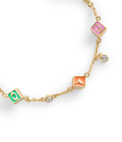 37527572GLD-Signature Logo Enamel Cube Strand Bracelet-Multi