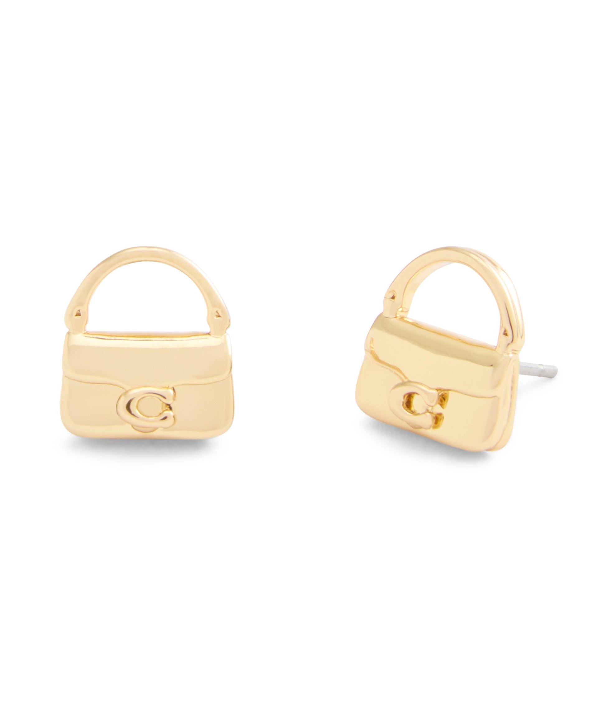 37527579GLD-Signature Handbag Stud Earrings-Gold