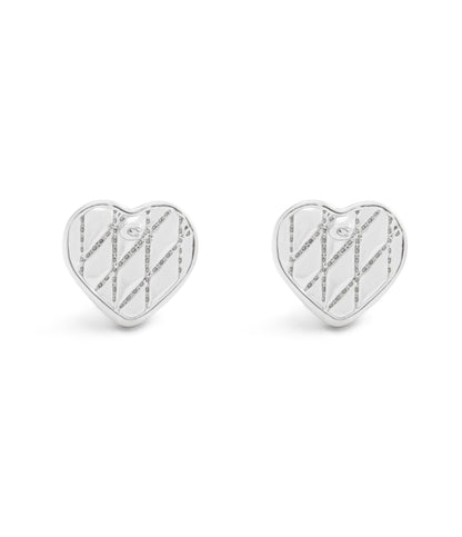 37527586RHO-Signature Quilted Heart Bag Stud Earrings-Rhodium
