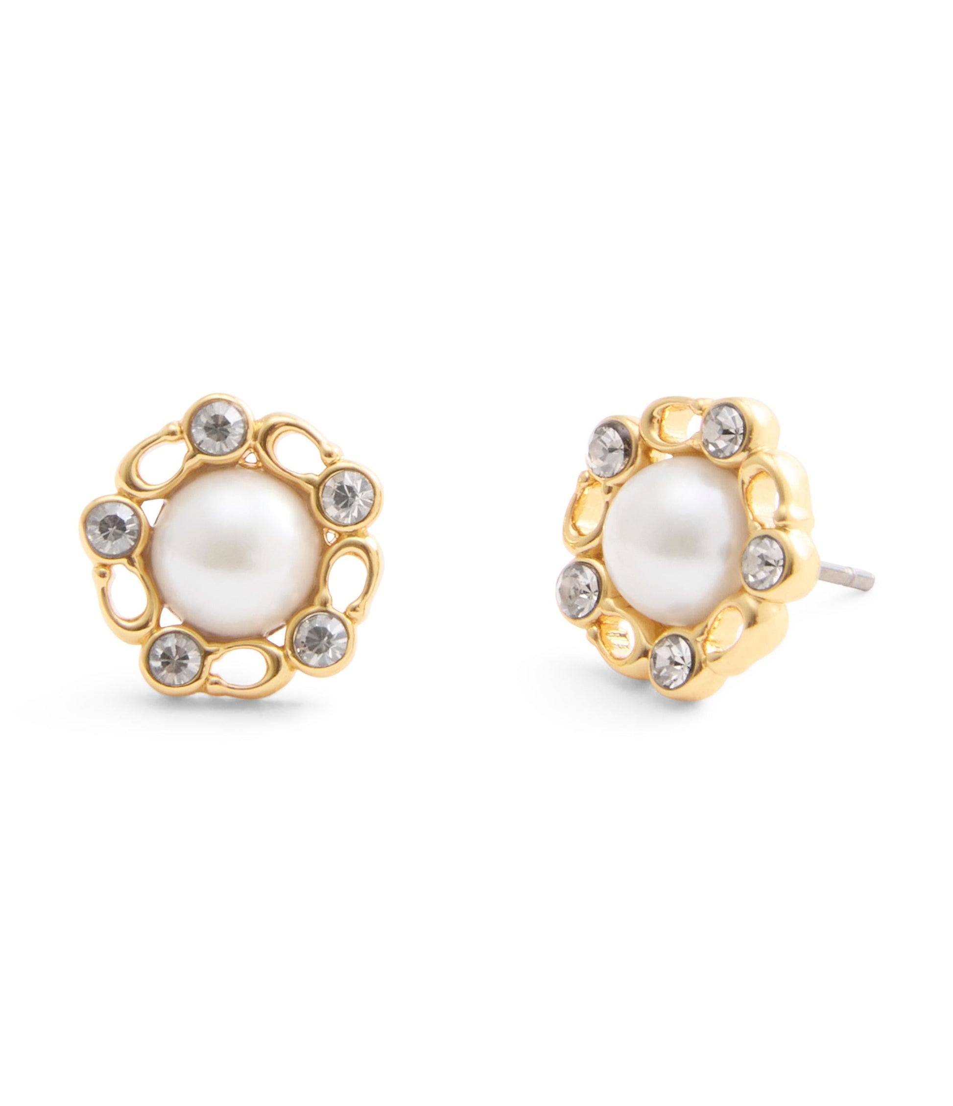 37527587GLD-Signature Heritage Pearl Stud Earrings-Pearl