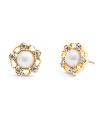 37527587GLD-Signature Heritage Pearl Stud Earrings-Pearl