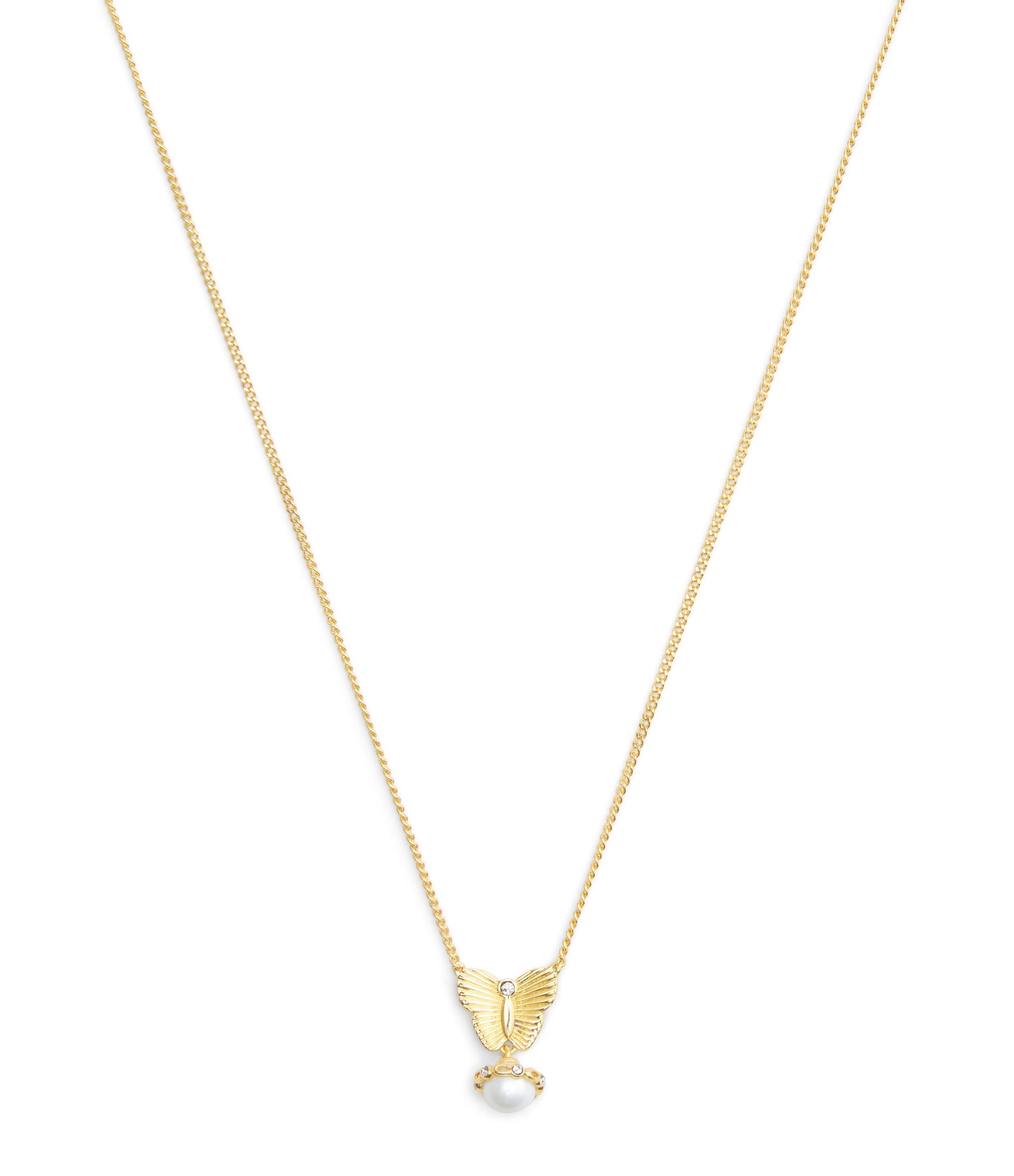 37527589GLD-Signature Heritage Butterfly Pearl Pendant Necklace-Pearl