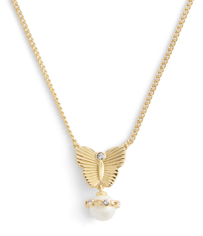 37527589GLD-Signature Heritage Butterfly Pearl Pendant Necklace-Pearl