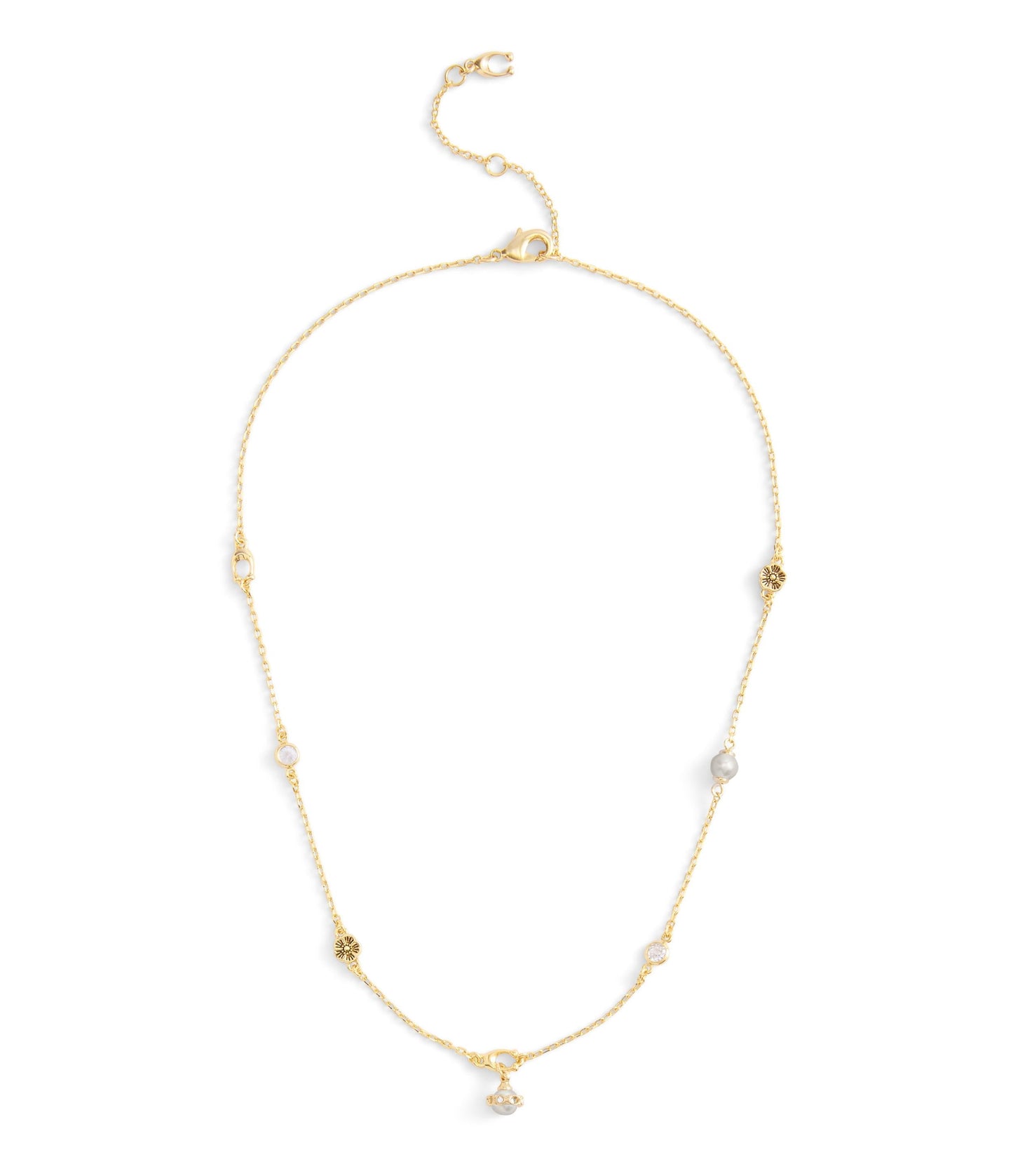 37527599GLD-Signature Heritage Pearl Charm Strand Necklace-Pearl