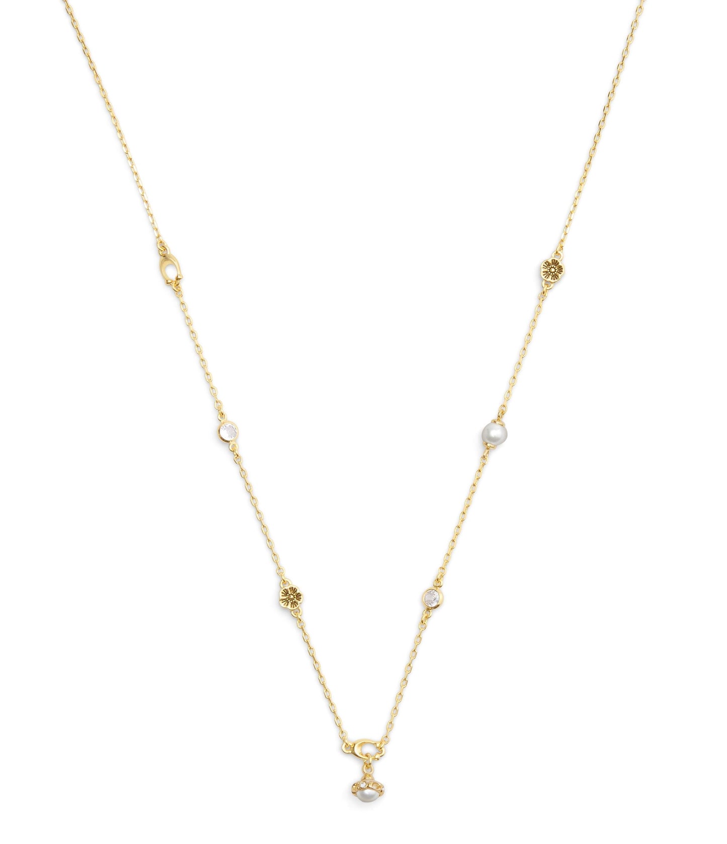 37527599GLD-Signature Heritage Pearl Charm Strand Necklace-Pearl