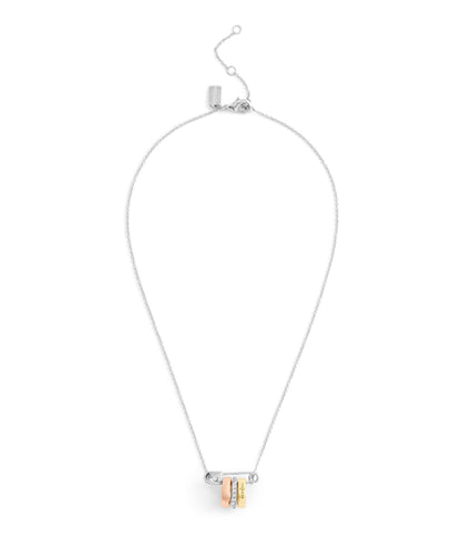 37527609TRI-Signature Safety Pin Rondelle Pendant Necklace-Tritone
