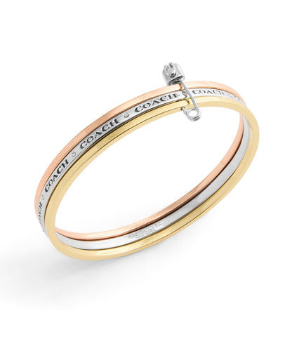 37527613TRI-Signature Safety Pin Bangle Set-Tritone