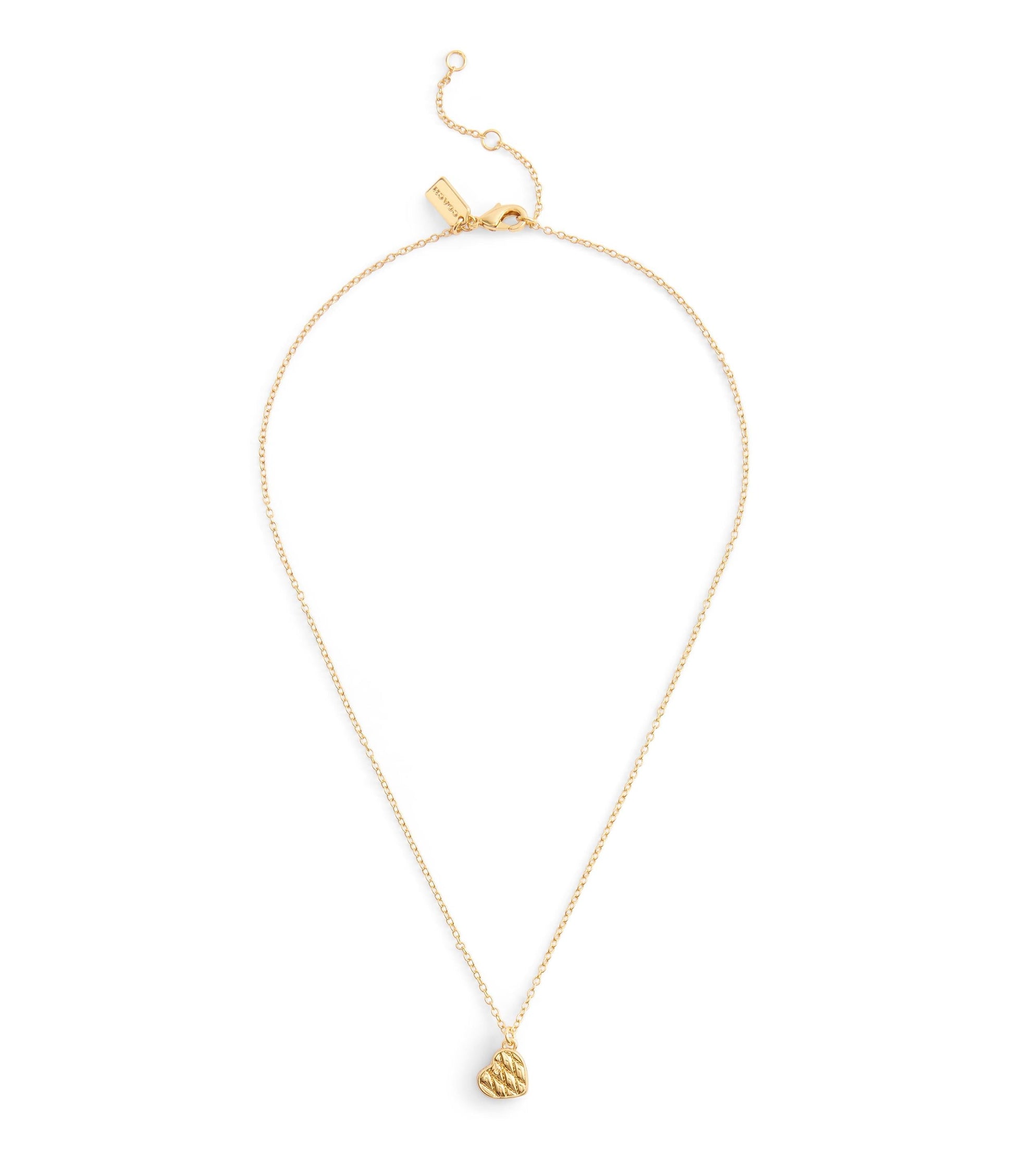 37530125GLD-Signature Quilted Heart Pendant Necklace-Gold