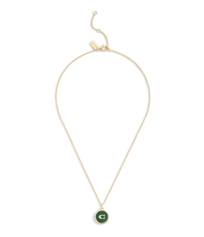 37530385GLD-Signature C Coin Pendant Boxed Necklace-Green